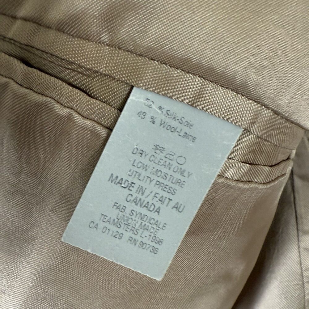 Lauren Ralph Lauren Silk Wool Blazer Men 46R Beige Inside Pockets 3 Button Front - Picture 7 of 12
